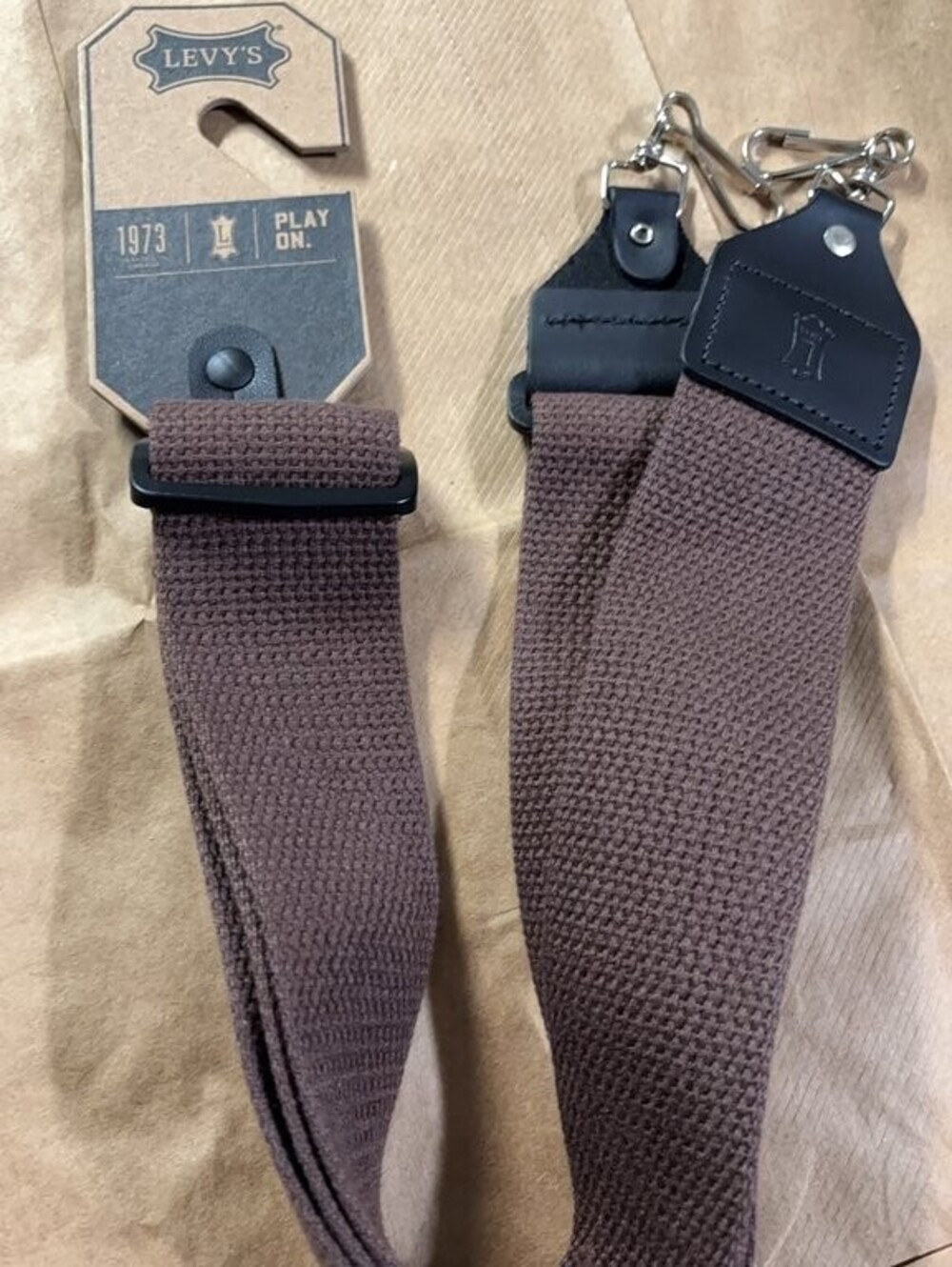 Levy's Guitar Strap Brown Cotton with Leather Ends